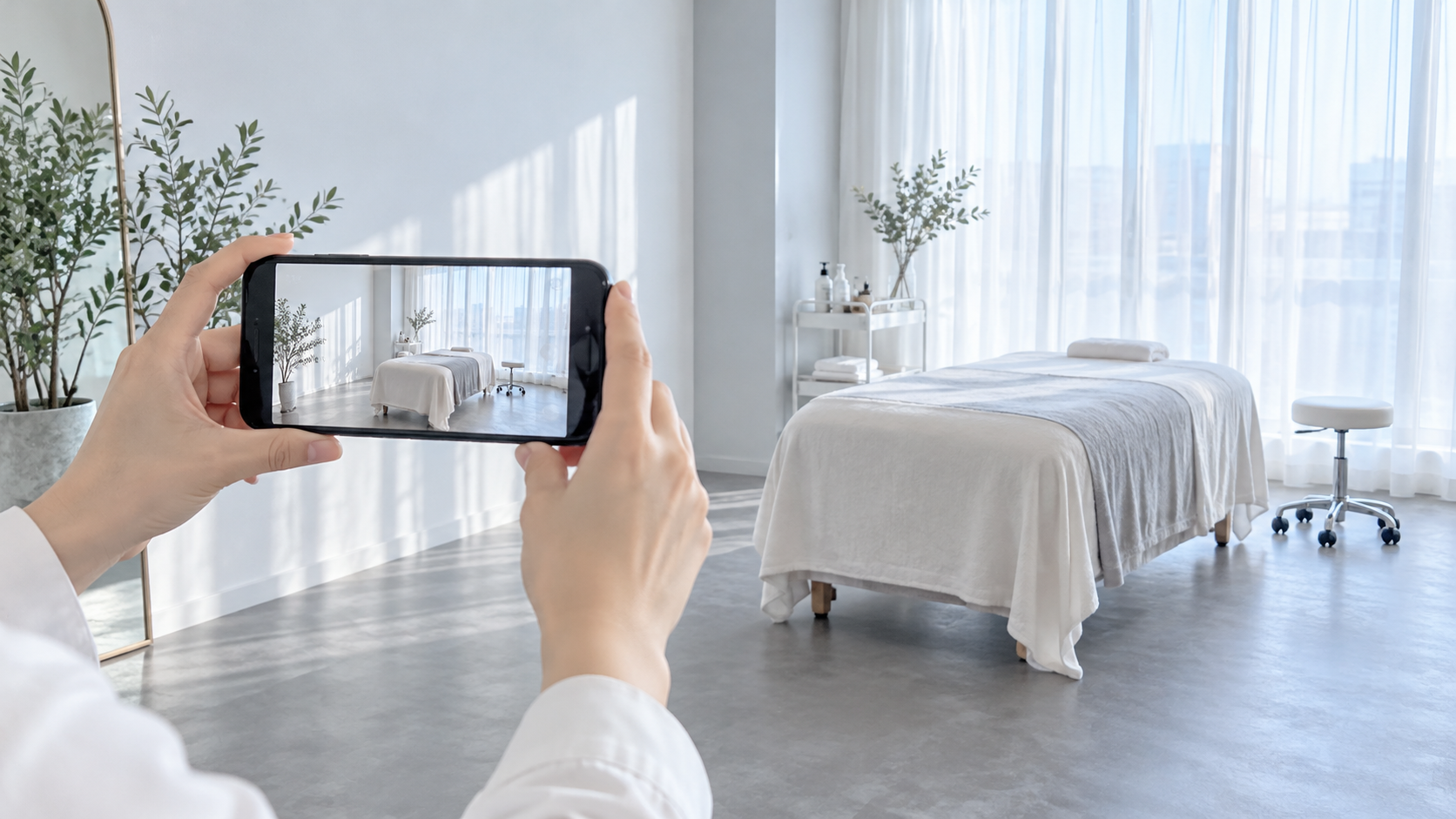 ご自身のスマートフォンで室内を撮影するイメージ